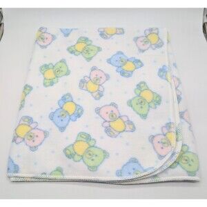 Toys R Us Especially For Baby Blanket Fleece Pastel Teddy Bears Soft 33" X 42"